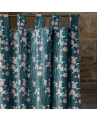 Biba Flower Samtvorhang aus Baumwolle, grün/blau, 260 x 110 cm