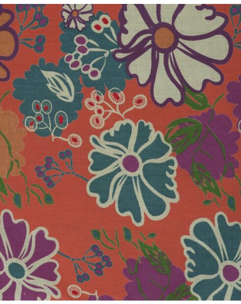 Peignoir en Cambric Long Coral Cosmos