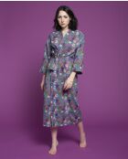 Peignoir en Cambric Long Bleu Fleur