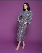 Peignoir en Cambric Long Bleu Fleur