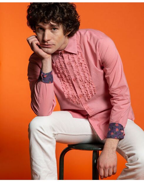 Cambric Che effen roze hemd