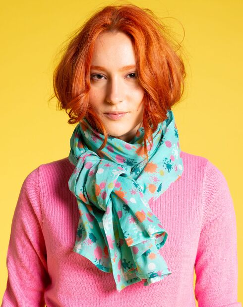 Étole mixte Voile turquoise - 180x110 cm