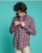 Dunkelblaues Cambric-Che-Hemd aus Eichenholz