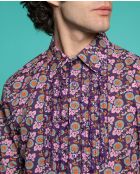 Dunkelblaues Cambric-Che-Hemd aus Eichenholz