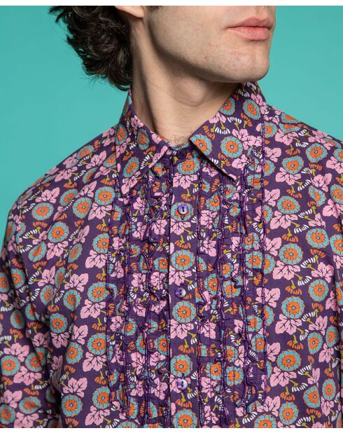 Dunkelblaues Cambric-Che-Hemd aus Eichenholz