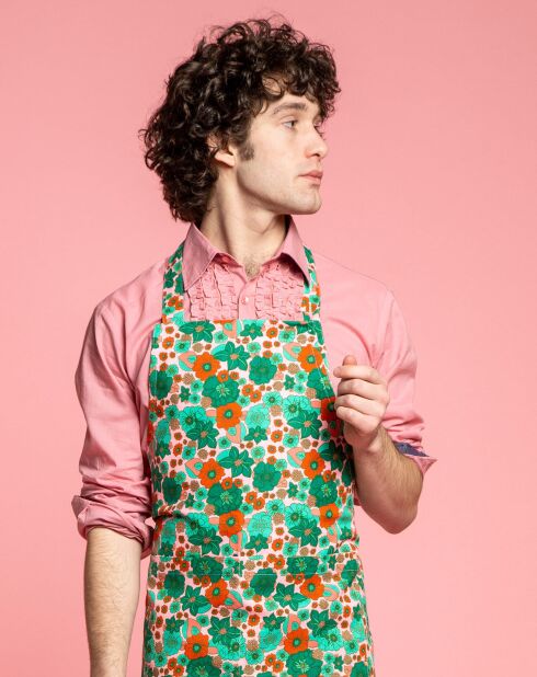 Hove Kochschürze aus Bio-Baumwolle, Grün/Rosa