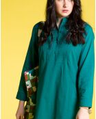 Smaragdgroene effen jurk