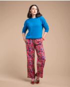 Rote Hose aus Cambric mit Blumenmuster