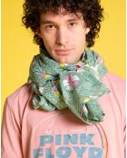 Étole mixte Voile Kobe imprimée verte - 180x110 cm