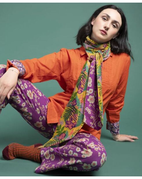 Cravate en Velours Cral Or De La Fouette/Violet Fleur