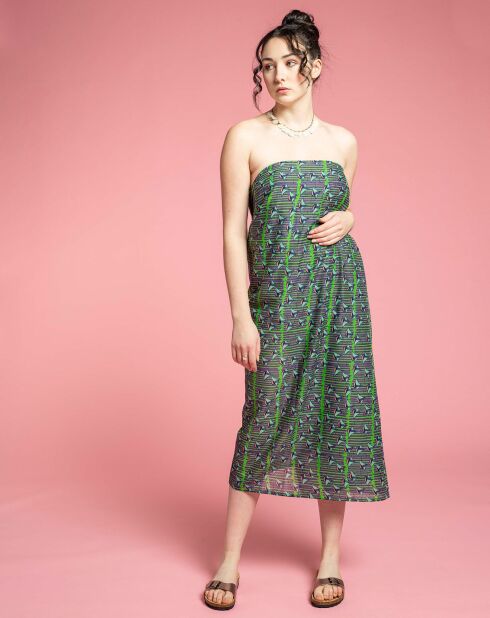 Etole en Voile de Coton Bato Vibrant vert/violet - 180x110 cm