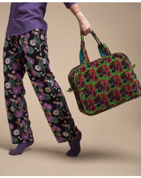 Popgroene gedeelde fluwelen weekendtas van katoen