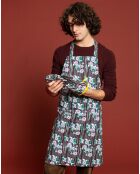 Schürze aus 100% Bio-Baumwolle Du Chef Biba lila bedruckt