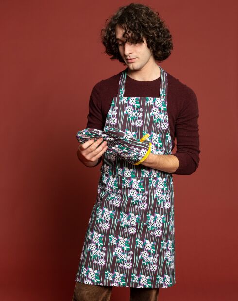 Tablier 100% Coton Bio Du Chef Biba imprimé violet