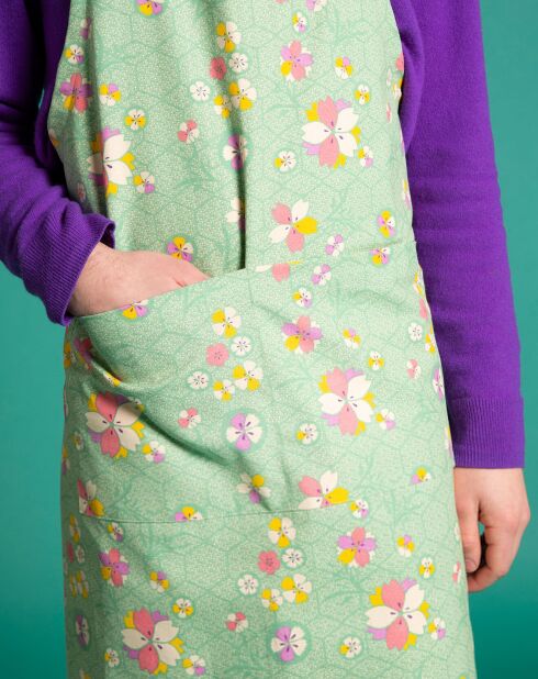 Tablier 100% Coton Bio Du Chef Kobe imprimé vert