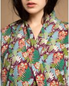 Peignoir long en Coton Fern bordeaux/bleu/vert