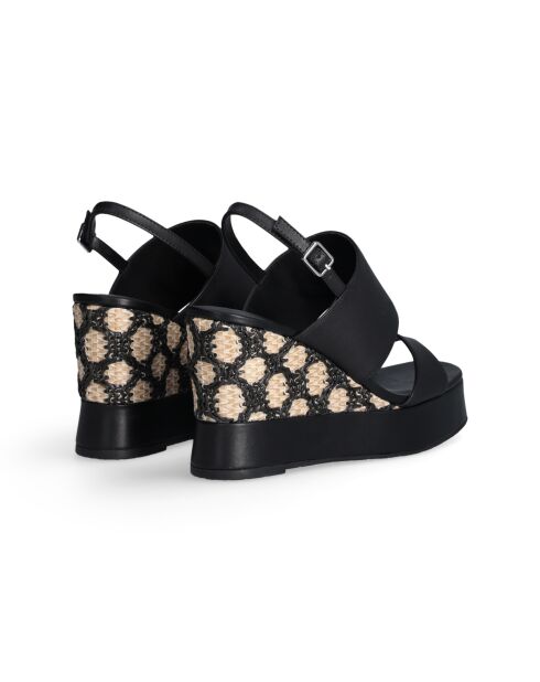Sandalias con cuña de piel negra Karen