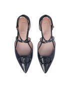 Bailarinas planas de piel de viola negras