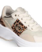 Sneakers Eva en Cuir Léopard ivoire