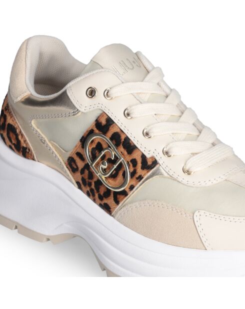 Sneakers Eva en Cuir Léopard ivoire