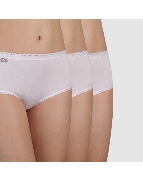 3 weiße Midihöschen aus Baumwolle