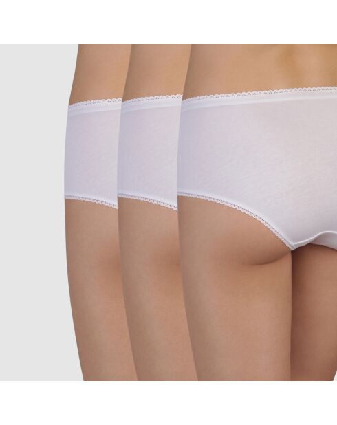 3 weiße Midihöschen aus Baumwolle