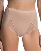 2 braguitas largas de algodón y encaje de color beige