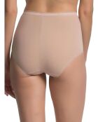 2 braguitas largas de algodón y encaje de color beige
