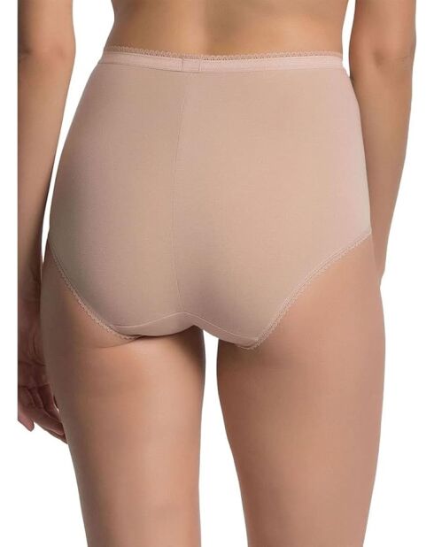 2 beigefarbene Maxi-Slips aus Baumwolle und Spitze