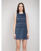 Valérie marineblauw/elektrisch blauwe lamé mouwloze korte jurk