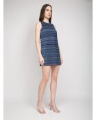 Valérie marineblauw/elektrisch blauwe lamé mouwloze korte jurk