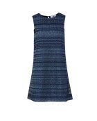 Valérie marineblauw/elektrisch blauwe lamé mouwloze korte jurk