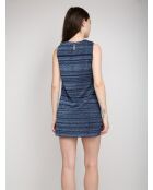 Valérie marineblauw/elektrisch blauwe lamé mouwloze korte jurk