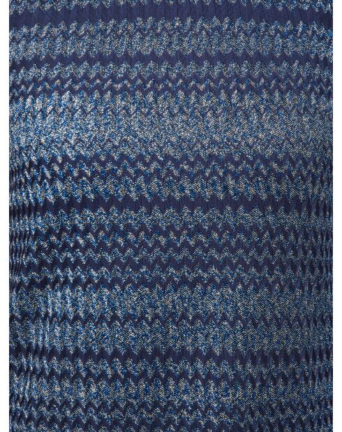 Valérie marineblauw/elektrisch blauwe lamé mouwloze korte jurk