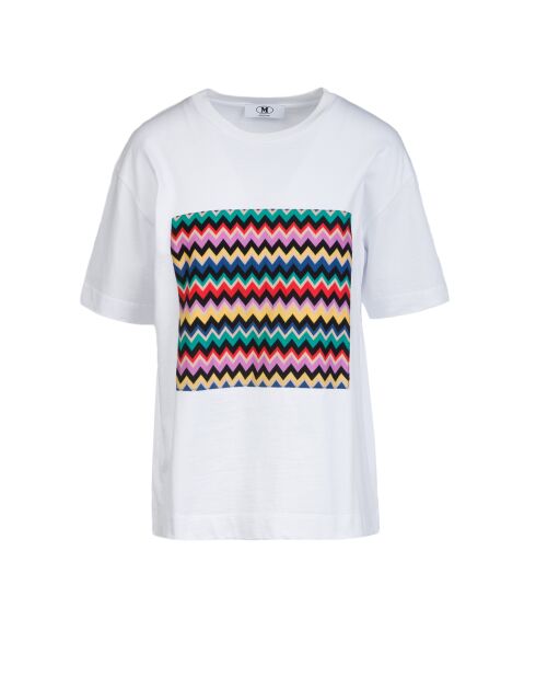 Yolande weißes Chevron-Kurzarm-T-Shirt