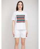 Yolande weißes Chevron-Kurzarm-T-Shirt