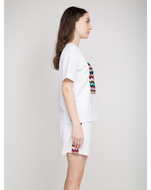 Yolande weißes Chevron-Kurzarm-T-Shirt