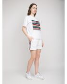 Yolande weißes Chevron-Kurzarm-T-Shirt