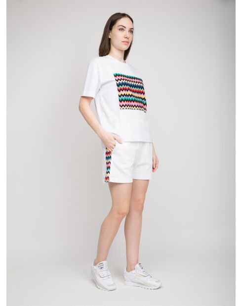 Yolande weißes Chevron-Kurzarm-T-Shirt