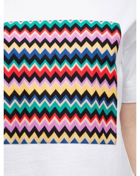 Yolande weißes Chevron-Kurzarm-T-Shirt