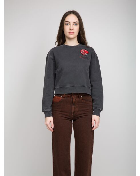 Antracietkleurige sweater met ronde hals Gabrielle