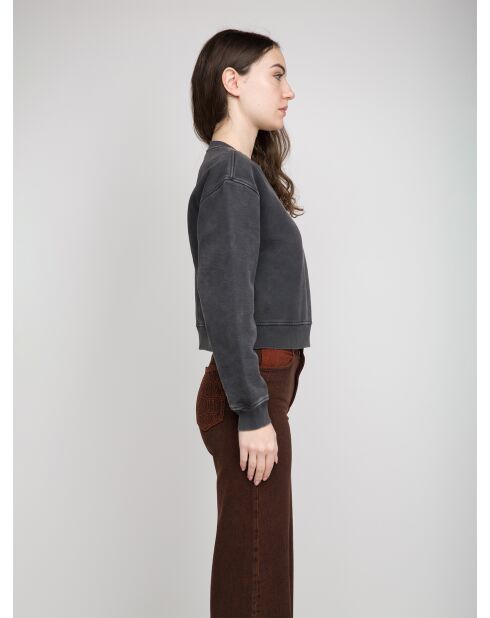 Antracietkleurige sweater met ronde hals Gabrielle