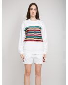 Sweat-shirt à demi-zip chevron Zoé raschel blanc