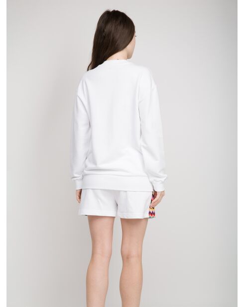 Felpa Zoé Raschel bianca con motivo chevron e zip