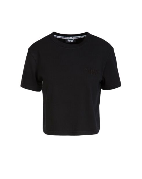 Justine schwarzes Kurzarm-T-Shirt