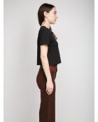 Justine schwarzes Kurzarm-T-Shirt