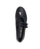 Marineleren ballerina's van zwart kalfsleer