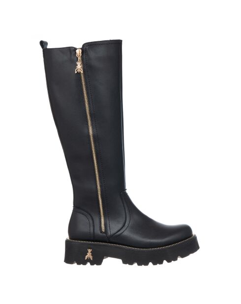 Bottes en cuir Maya Veau noir platine