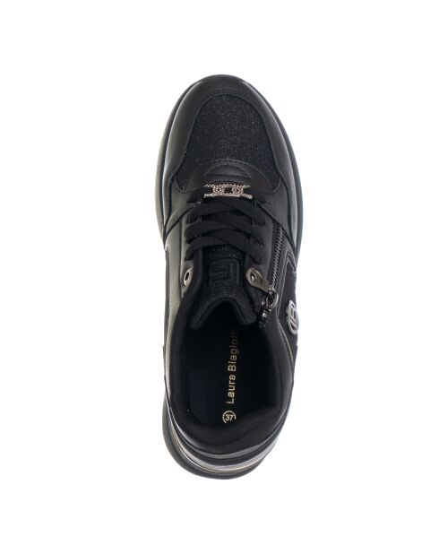 Sneakers en cuir écologique 9251 Noires