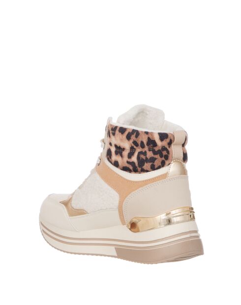 Sneakers en cuir écologique 9256 Beiges